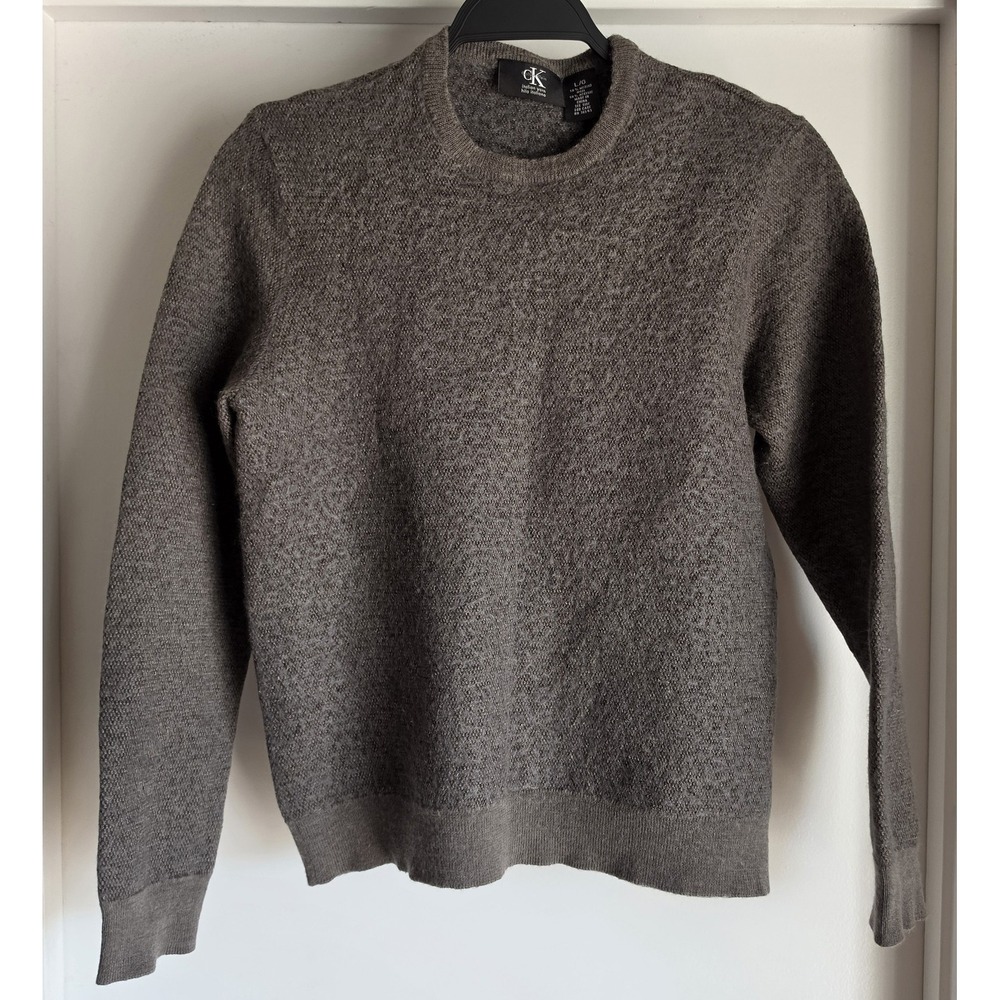 Calvin Klein Boys Sweater Size L Brown Solid Round Neck Long Sleeve Pullover